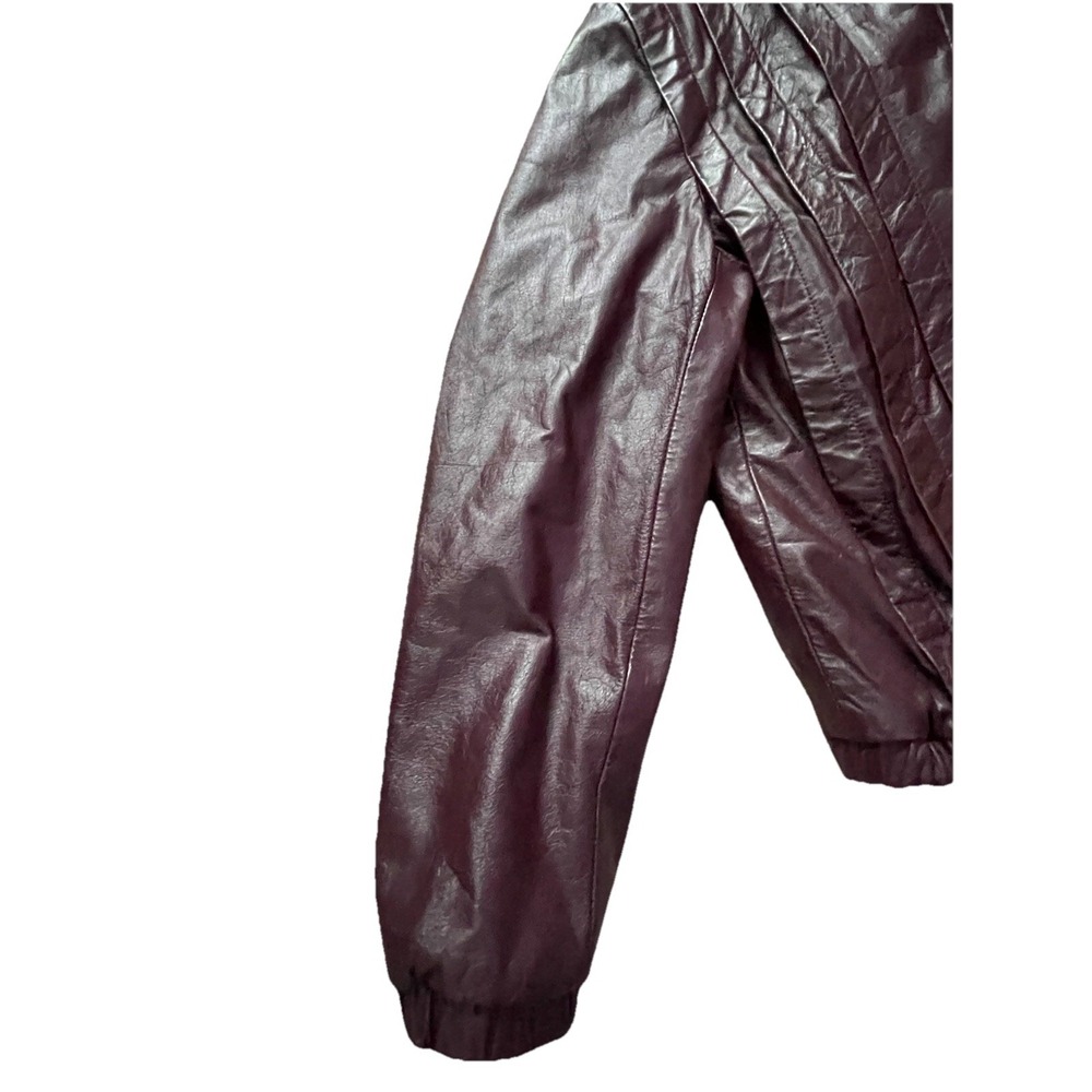 Vintage Verducci Women's Oxblood Leather‎ Moto Bomber Jacket Shearling Quilted - Picture 11 of 14